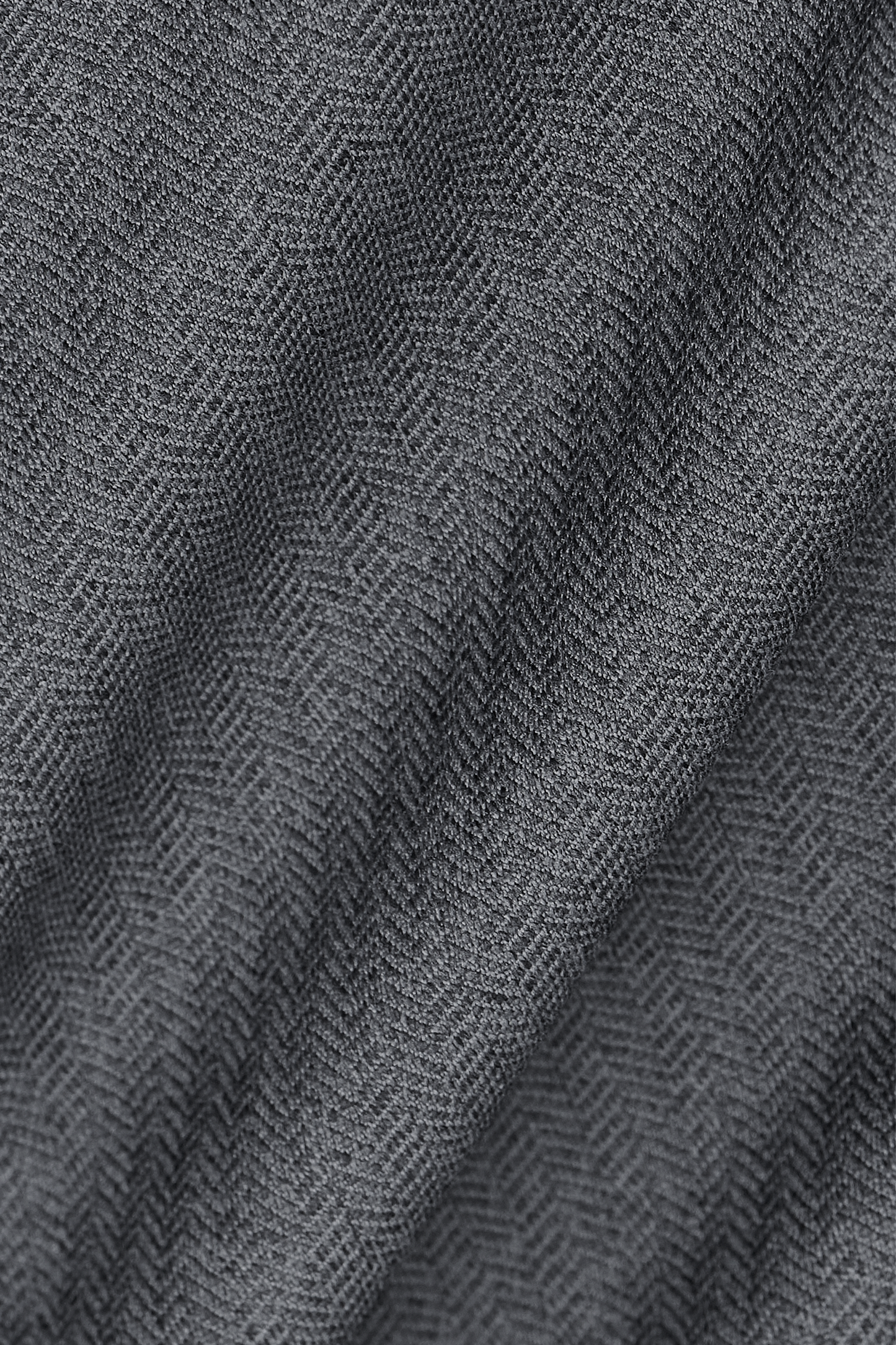 Long Sleeve Button Down Polo in Herringbone // Charcoal