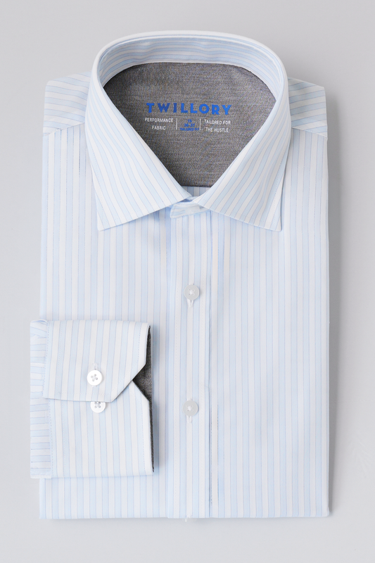 Leader Non-Iron Stripe // Dashed Blue